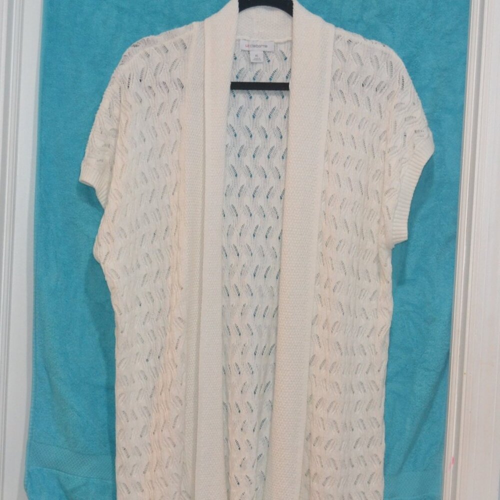 Pre-owned Liz Claiborne White open front cardigan size XL